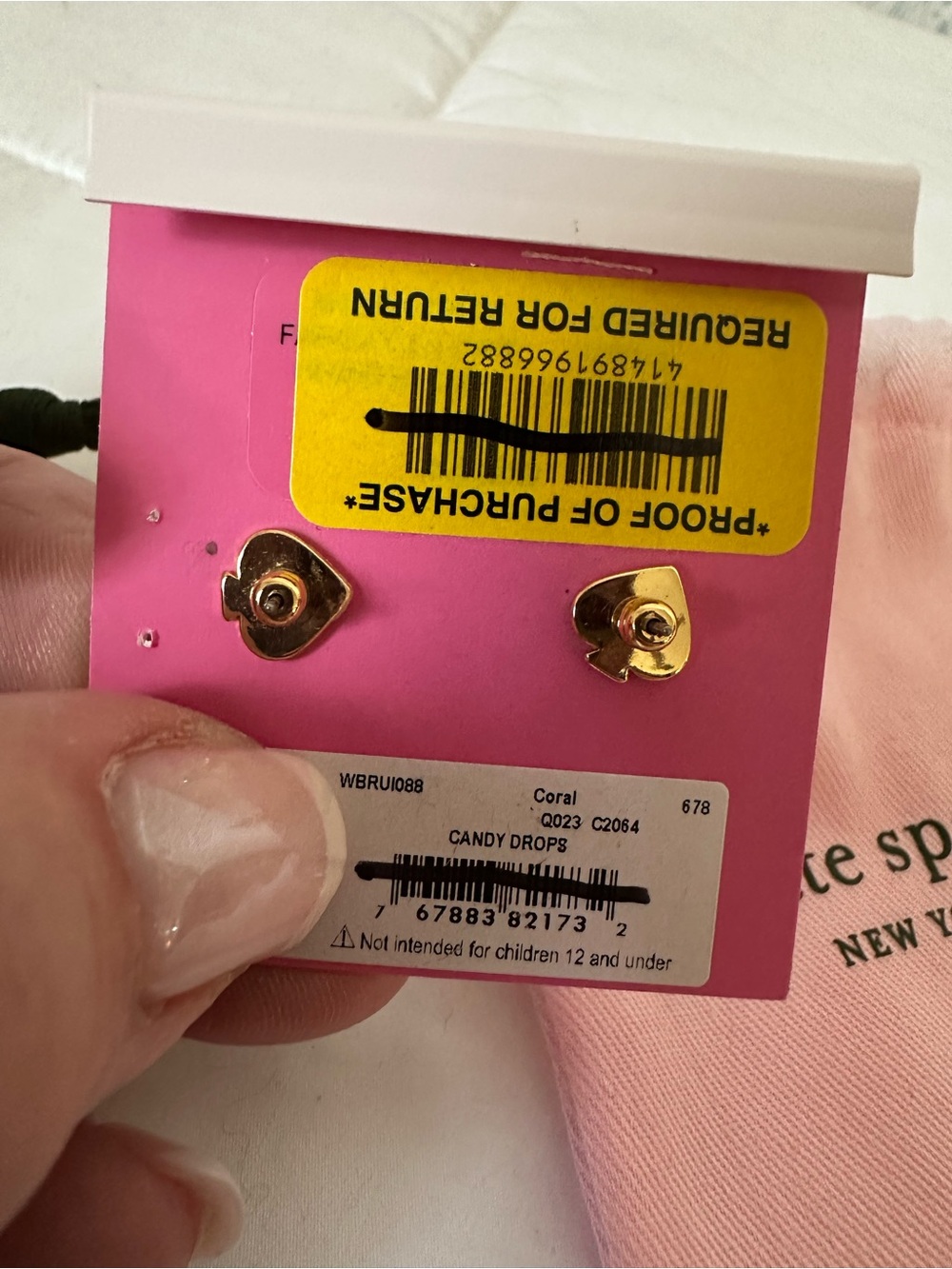 Kate Spade Pink Stud Earrings - Picture 3 of 3